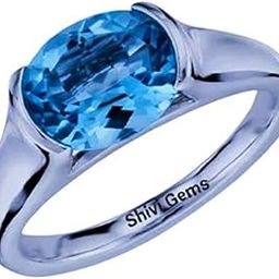 Blue Topaz Natural Gemstone Panch Dhatu Silver Coated Adjustable Ring for Men and Women Weight 8.25 Ratti with Lab Certificate-image-45