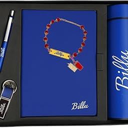 Your Name Customized Personalized 5 in 1 Engraved Steel Bottle with Rakhi, Notebook, Pen and Metal Keychain for Office - School, Gifts-3