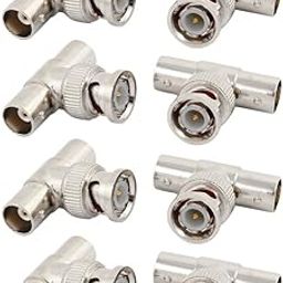 acce & peri® 08 Pcs BNC Male to 2 Female T Connector Signal Finder DB RF Coaxial Angle Converter 3 Way Splitter-picture-24