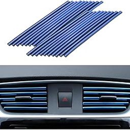 BHAKTVATSAL 20 pcs Car Air Conditioner Decoration Strip for Vent Outlet, Fapiwen Car Accessories Interior, Universal Auto Air Vent Decoration Suitable for Straight Air Outlet Grille Models (Blue)-picture-24