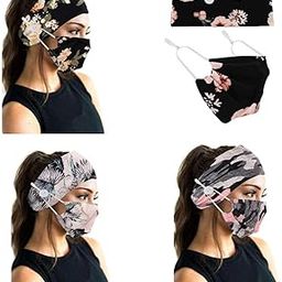 LICHTS®4 pcs Fashion Buttons Headband with Face Mask Stretchy Hair Band Sets|Clothing, Shoes & Accessories | Womens Accessories | Hair Accessories|4 Sets Headband with-image-38