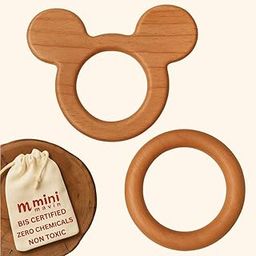 MINIMAVIN "Natural and Chemical-Free Neem Wood Teethers | bpa free wooden teether for 6 to 12 months baby | Anti-Bacterial and Anti-Fungal | Silicone-Free, Safe Teething Toy | Antibacterial | 0-12 Months | Wooden Teether (Bunny+RIng(Set of 2))-8