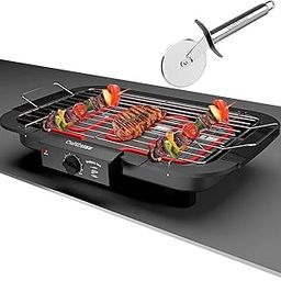 Cultbuzz Electric Barbecue Grill Smokeless Portable Adjustable Temperature Control 2000 Watt Indoor and Outdoor Water Filled Drip Tray Removable (EBBQ Pizza Cutter)-picture-18
