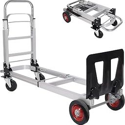 2-in-1 Convertible Hand Truck, Aluminum Folding Trolley with 2 and 4 Wheel Modes, 71-107 cm Adjustable Length-image-25
