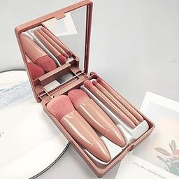 Sutroku Portable Makeup Brush Set with HD Mirror Case, 5 Premium Brushes, Rose Gold, Travel-Sized (pack of 01)-image-8