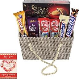 SFU E Com Chocolate Basket Gift Hamper | Valentine Chocolate With Love Greeting Card | Valentine Chocolate Hamper | 809-77