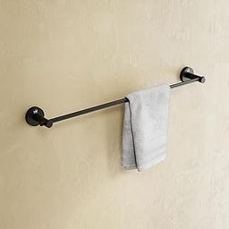U-S-F BATH ACCESSORIES Towel Rod For Bathroom, 304 Stainless Steel Towel Holder, Cloth Hanger For Bathroom, Towel Bar, Towel Stand, Towel Hanger For Wash Basin(24 Inch -Black Finish, Round)-31