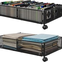 INDIAN DECOR 44446 Under Bed Storage With Wheels Under bed Storage Containers Large Metal Foldable Space-saving Under Bed Drawer Shoe Storage Organizer on Wheels for Clothes(2 pieces, Black)-12