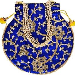 Ethnic Potli Bags For Women | Return Gifts For Marriage Party | Carry Pouches Embroidered Bags| Handbag for Women Wedding Party(Pack of 1, Color- Peacock Blue)-image-11