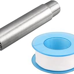 MECCANIXITY Shower Head Extension Arm Stainless Steel 1/2PT Male to Female Thread 100mm Length Pipe Fitting with 20m PTFE Pipe Sealing Tape-image-72
