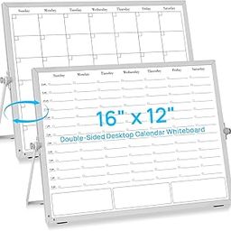 ONAVIA White Board Dry Erase Calendar Planner, Weekly Monthly Magnetic Schedule-Board with Time Slots, Portable Double-Sided Desktop Whiteboard with Stand for Planning, Memo, to Do List 16"×12"-image-17