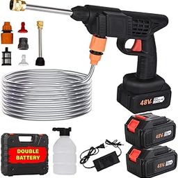 Allextreme 48V Double Battery Cordless High Pressure Washer with Adjustable 3 in 1 Nozzle, 5M Hose Pipe and Foam Cannon Portable Water Sprayer Gun Machine for Car Washing & Bike Cleaning (Black)-8