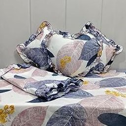 Luxurious Glace Cotton Home Bedding Set | 6 Piece with Frilly Pillowcases and Filled/Frilly Cushions | 6 Piece Bedsheet Set | Complete Bedding Sets-image-72