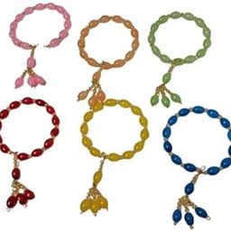 Decorative Lumba Rakhi Set with Beaded Design, 6 Colours, Traditional Indian Festival Accessory-image-95