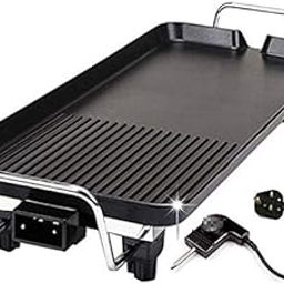 Jolfay Electric Teppanyaki Grill Griddle Electric Grill, Electric Barbecue Grill 1360W Non Stick Table Top for Kitchen Griddle Plate, Ridged and Flat,Outdoor Indoor-18