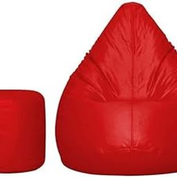 INSTER Bean Bag Chair with Stool Combo Set Without Beans -Red (XL)-image-2