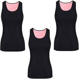 SANNIDHI® Women's Thermal Underwear Tops Fleece Cami Underwear Tops Soft Sleeveless Undershirt Warm Base Layer Vest, Black 3 PCS-image-60