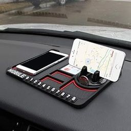 Multipurpose Anti-Slip Car Phone Holder Dashboard Mat and Phone Holder Mount | Non-Slip Silicone Mat for Car Interior Dashboard Accessories- Black-image-27