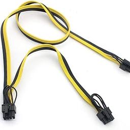 Pi+ ® 6 Pin Male to Dual 8 Pin, 6+2 Male PCIe GPU Power Adapter Cable (60+20, Black, Yellow)-26