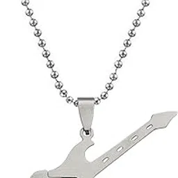 sullery Rock Electric Guitar Acoustic Charm Music Player Musical Instrument Jazz Hip Hop Music Style Silver Stainless Steel Necklace Chain for Men and Women-picture-47