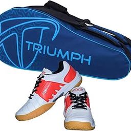 Badminton Shoe Power White/Red Size-5 with Triumph Badminton Bag 303 Navy/Sky-image-59