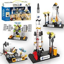 Galaxy Hi-Tech Space Exploration Shuttle Toys for Kids, STEM Aerospace Building Kit Toy with Rocket, Space Shuttle, Moon Buggy and Satellite Educational Kit Space Theme Blocks and Bricks-11