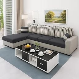 Sleepify Lunio 5 Seater Fabric LHS L Shape Sofa Set (Dark Grey-Light Grey)-image-65
