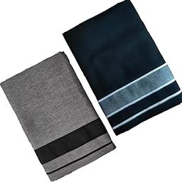Men's Kerala cotton lungi pack of 2 (Black, Grey)-picture-47