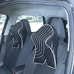 RIPOSEV Fatbob Series Memory Foam Neck/Headrest Rest & Shoulder Support for Car or Office Chair- Neck Pillow Kit Designed Ergonomically for Extra Neck Support (Pack of 2, Midnight Black)-42