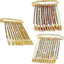 Multicolor Rhinestone Safety Pins Brooches Sweater Shawl Clips Faux Crystal Brooches Shiny Brooch Pins for Clothing Dress Pants Skirt Dressing Accessories-55