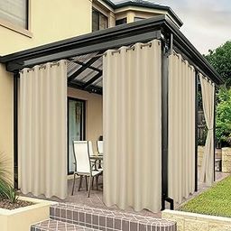 BONZER Waterproof Indoor/Outdoor Curtains for Patio - Privacy Grommet Curtains for Bedroom, Living Room, Porch, Pergola, Cabana, 1 Panel, 54 x 84 inch, Cream-image-64