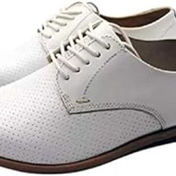 Genuine Leather White Derby lace up Shoes for Women-image-95