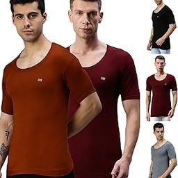 Men's Pack of 5 Multicolor Half Sleeves Cotton Vest-image-20