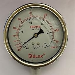 Stainless Steel Pressure Gauge with Glycerin Liquid - Range 25 Kg/cm2 and -40 to +50 Degree Temp, Dial Size 4 Inch-14