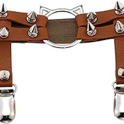 Generic Women Leather Leg Ring Garter Belt Elastic Punk Rivet Thigh Suspender Coffee-image-19