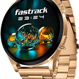 Fastrack Radiant FX4 Premium Metal Smart Watch, 3.8 cm EdgeX AMOLED Display, Functional Crown, SingleSync BT Calling, SOS, AI Voice Assistant, 100+ Sports Modes & Smartwatch Faces, IP68 (Rose Gold)-31