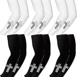 6 Pairs Faith Cross Compression Baseball Arm Sleeve - 4th of July Patriotic Stars White And Black Cooling Arm Sleeves for Football Basketball Men Women Youth-image-59