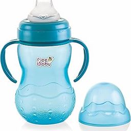 BEEBABY Grippee Soft Silicone Spout Sippy Cup with Handle for Babies, Leak Proof, Anti Spill Sipper for Baby 6 Months+, 100% BPA Free (Grippee - Blue, 300 ML)-13