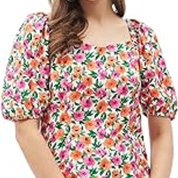 Women's Polyester Floral Short Sleeve Regular Fit Blouse Pack of 1-image-10