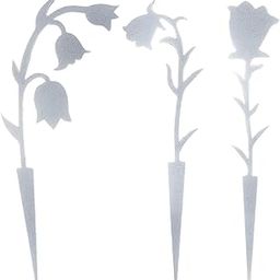 HEAVENGLOW 3 Pieces Flower Stakes Decor Small Garden Stakes for Spring Grave Flower Bed White-image-20