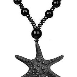 Starfish Pendant Necklace for Men and Women with Black Beaded Chain – Handmade Ocean Jewelry Gift, Nautical Beach Look Accessory for Summer, Pool Parties, Vacation Style, Sea Inspired Design-47