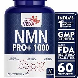 FITNESSVEDA NMN PRO+1000mg Truely Indian 99.9% Pure | Cellular Repair | Healthy Ageing | Improves NAD+ Support & Skin Health - 60 Capsules- Pack of 1-image-98