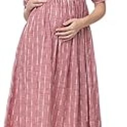 Womens Maternity Dress Nursing Midi Dress Breastfeeding Dress with Zippers-image-76