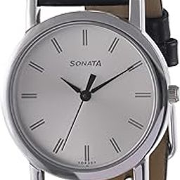 Classic Quartz Analog Silver Dial Black Leather Strap Watch for Men-NS7987SL06W/NT7987SL06W-31