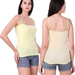 Women's Cotton Spaghetti Top Vest Top Camisole Tank Top Slip Sando Inner Wear Camis with Adjustable and Detachable Strap (Free 1 Pair Transparent Strap) Pack of 2-image-15