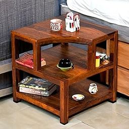Ikiriya Aural Sheesham Wood Contemporary Bedside Table/End Table/Tea Table/Sofa Table/Corner Table/Small Table/Side Rack in Pine Finish (LGO) for Living Room | Bedroom | Hallway Home-19