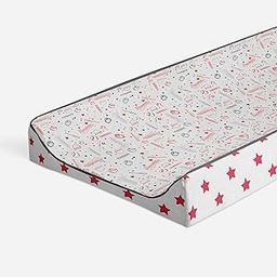 Bacati Baseball Muslin Changing Pad Cover, Red/Grey-image-70
