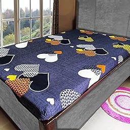 GRINAF 60x72 inch (5 * 6feet) Mattress Cover/Protector for Queen Size Bed - Cotton with Zipper 220TC (Black Heart)-image-5
