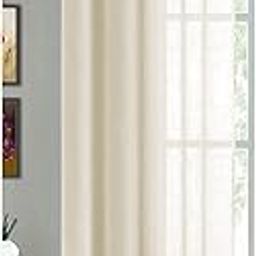HOMEMONDE Door 7 Feet Long Curtains with Grommet Cotton Sheer Transparent Curtain Single Pcs Home Decor, (1-Piece, Beige)-2