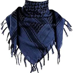 krystle Fashions Men's Pure Cotton Arab Shemagh Neck Wrap Arafat Keffiyah Desert Army Wear Head Scarf Stole (Grey & Black)-picture-29